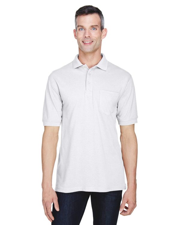 Harriton Easy Blend Pocket Polo Shirt | White Sale