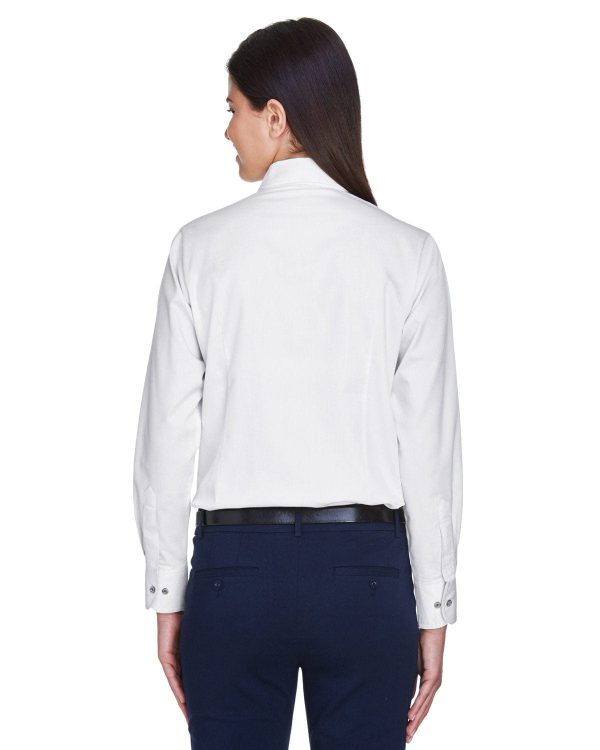 Harriton Ladies Long Sleeve Stain-Release Twill Shirt | White For Sale - Image 2