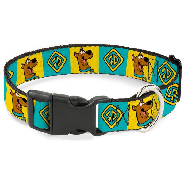 Plastic Clip Collar - Scooby Doo Pose and Dog Tag Blocks Yellow Blue Online now