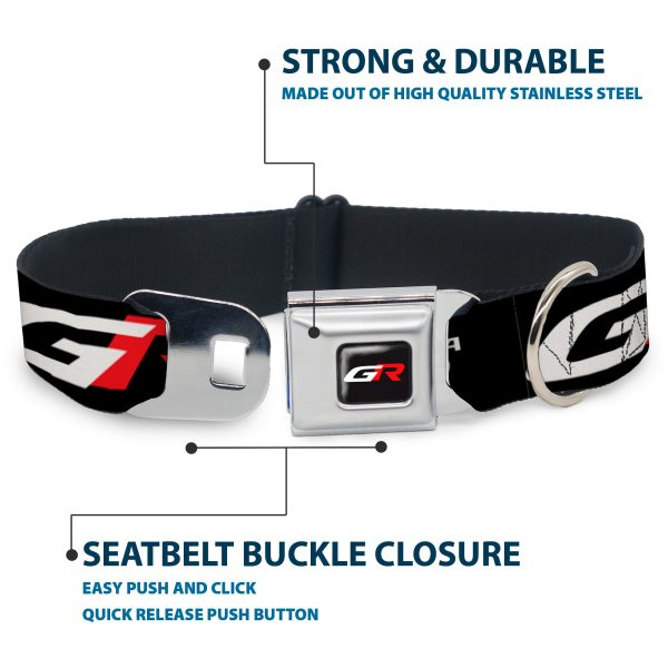 Toyota Gazoo Racing  GR Logo Full Color Black White Red Seatbelt Buckle Collar - TOYOTA GAZOO RACING GR Logo and Text Black White Red For Sale - Image 4
