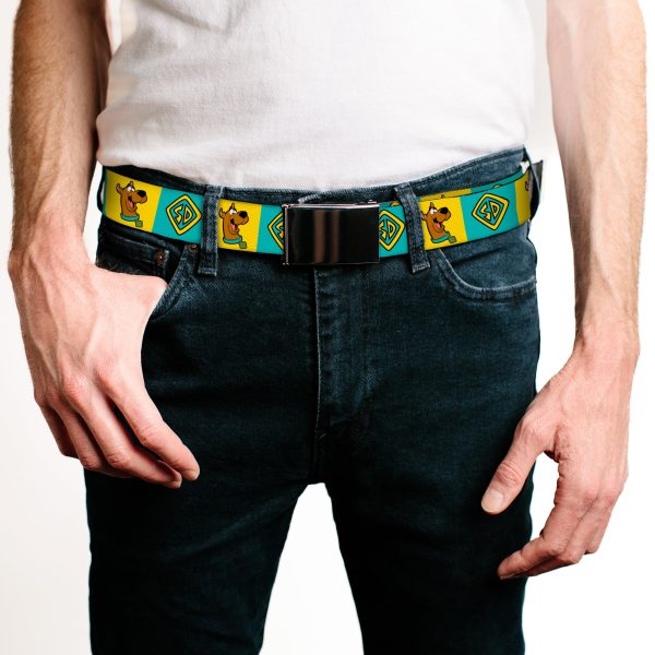 Web Belt - Scooby Doo Pose and Dog Tag Blocks Yellow Blue Webbing For Cheap - Image 2
