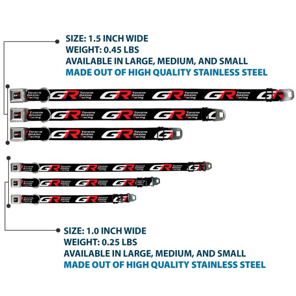 Toyota Gazoo Racing  GR Logo Full Color Black White Red Seatbelt Buckle Collar - TOYOTA GAZOO RACING GR Logo and Text Black White Red For Sale - Image 3