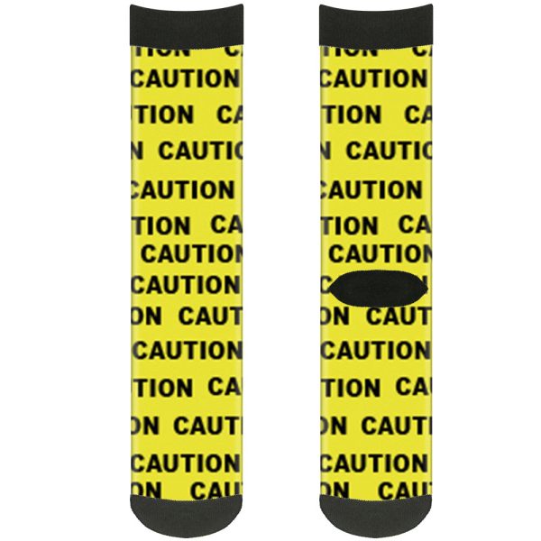 Sock Pair - Polyester - CAUTION Yellow Black - CREW Supply