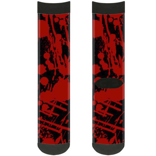 Sock Pair - Polyester - Splatter Black Red - CREW Online Sale